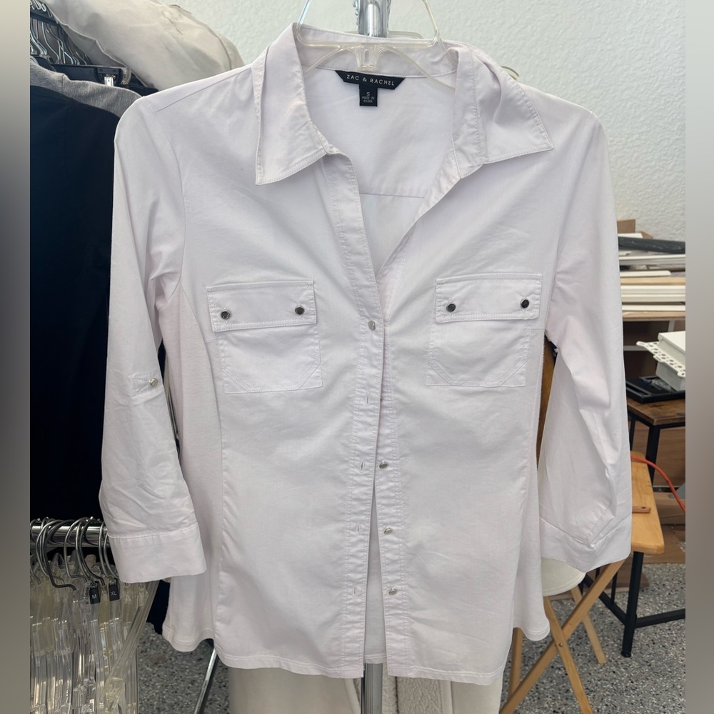 Zac & Rachel Light White Snap-Front Shirt